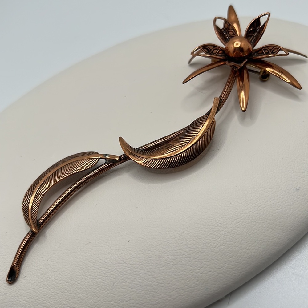 Vintage Copper Flower Brooch.